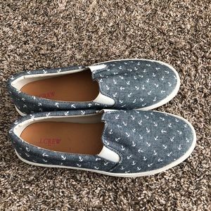 New J. Crew Chambray Anchor Slip Ons Size 7